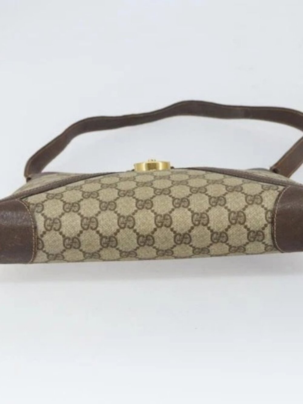 GUCCI GG Supreme Web Sherry Line Shoulder Bag PVC Beige Gold 201446 Auth 166734 - Picture 5 of 16